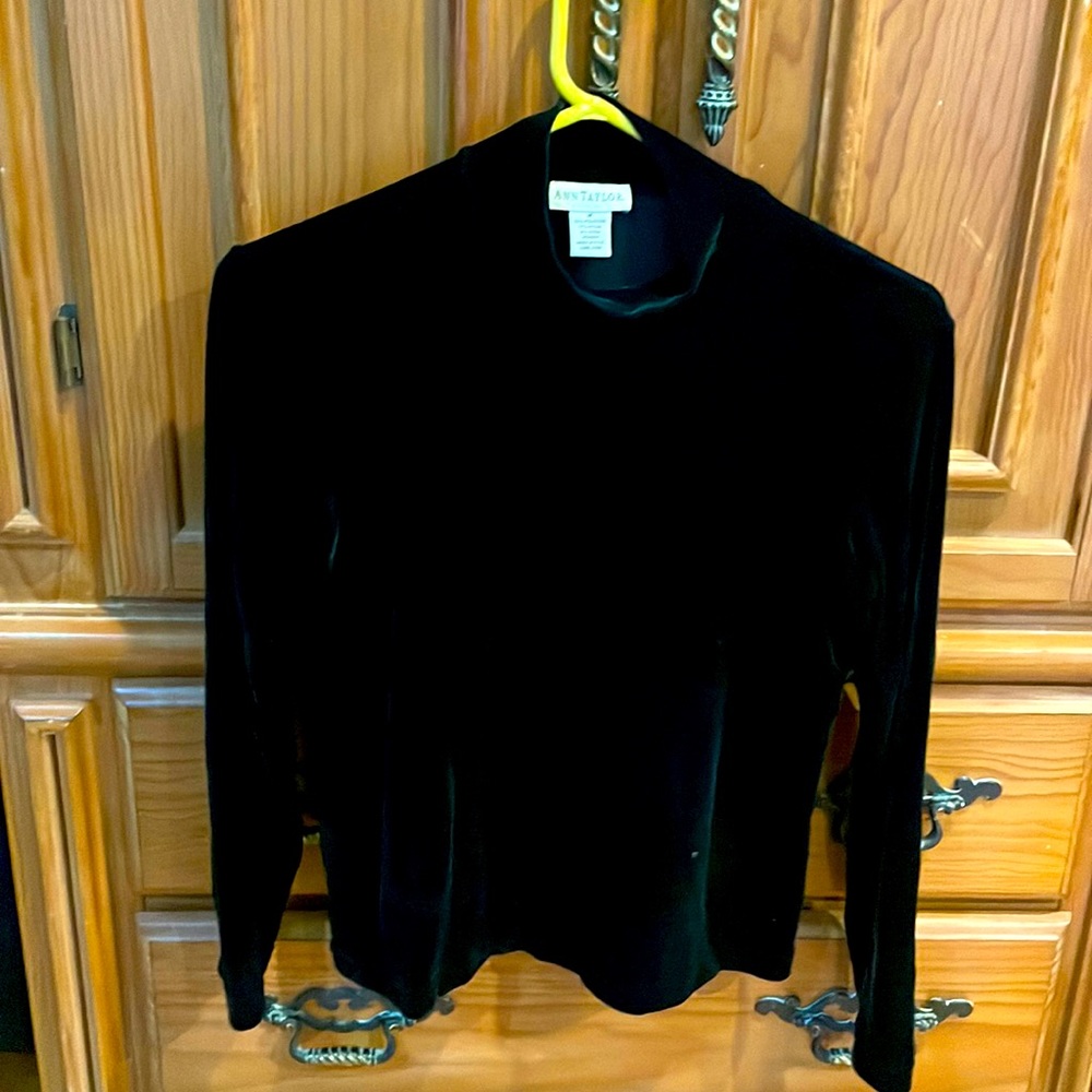 Black velour long sleeve top